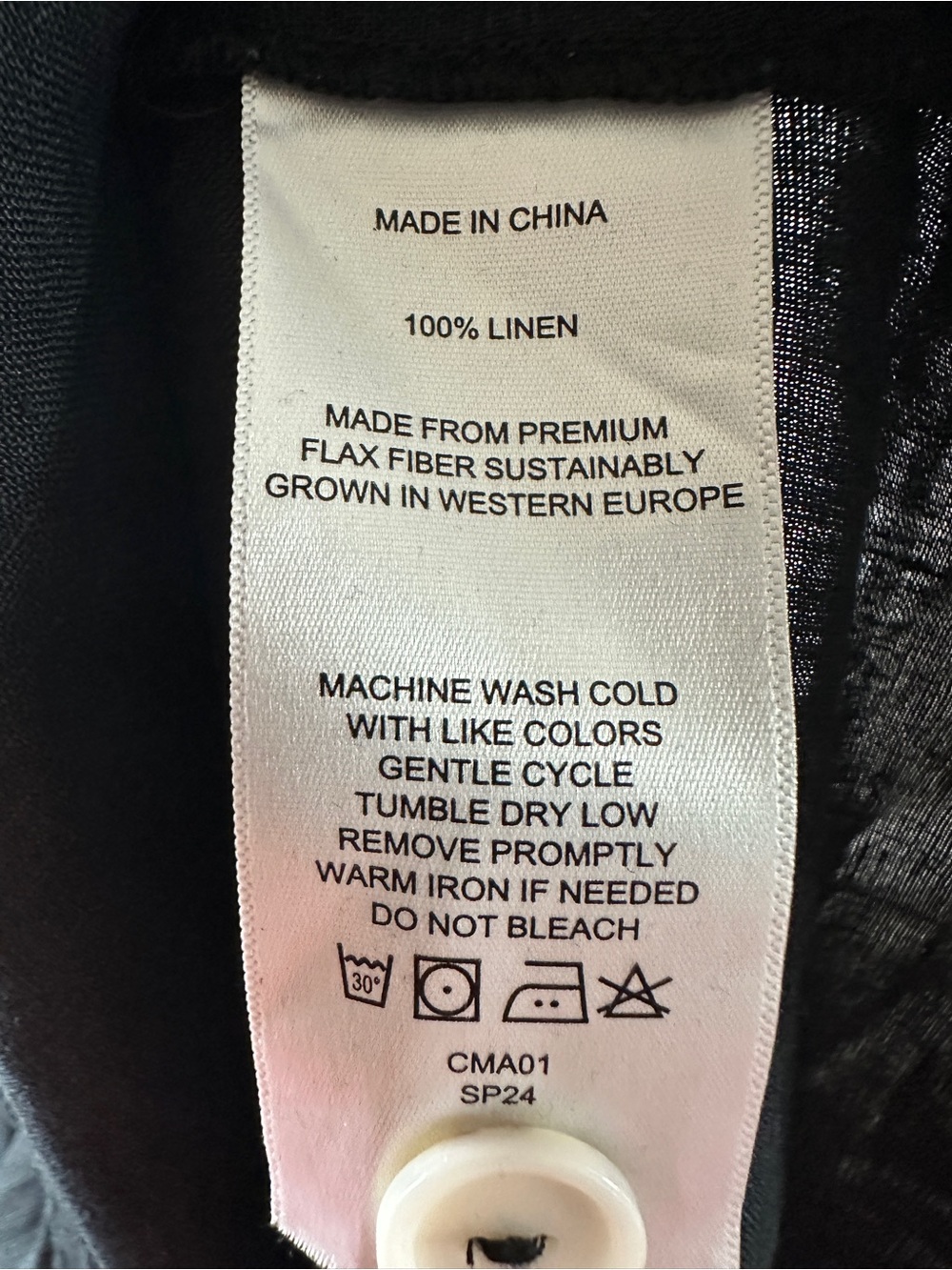 Quince 100% European Linen Button-Front Black Short-Sleeve Dress Women’s - Large - Picture 12 of 12